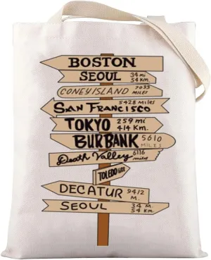 LEVLO Boston Tote Bag Seoul Trip Souvenir Gift Coneyisland Travel Shoulder Bag San Francisco Vacation Merchandise