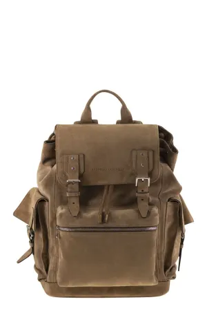 Men's Suede City Backpack in Beige | MBAEBU356
