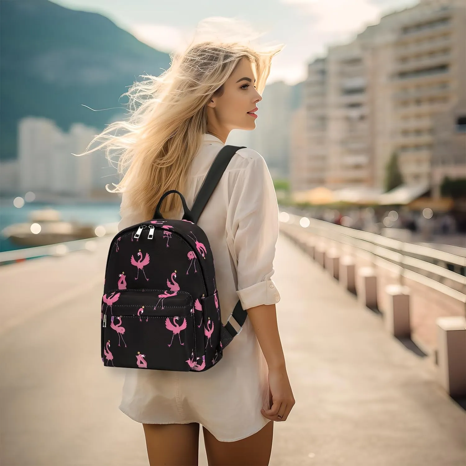 Mini Backpack Purse Fashion Small Backpack Casual Daypack for Women Girls School Travel (Flamingo)