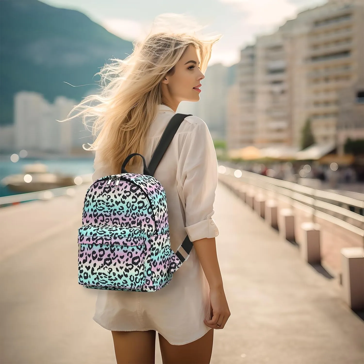 Mini Backpack Purse Fashion Small Backpack Casual Daypack for Women Girls School Travel (Leopard)