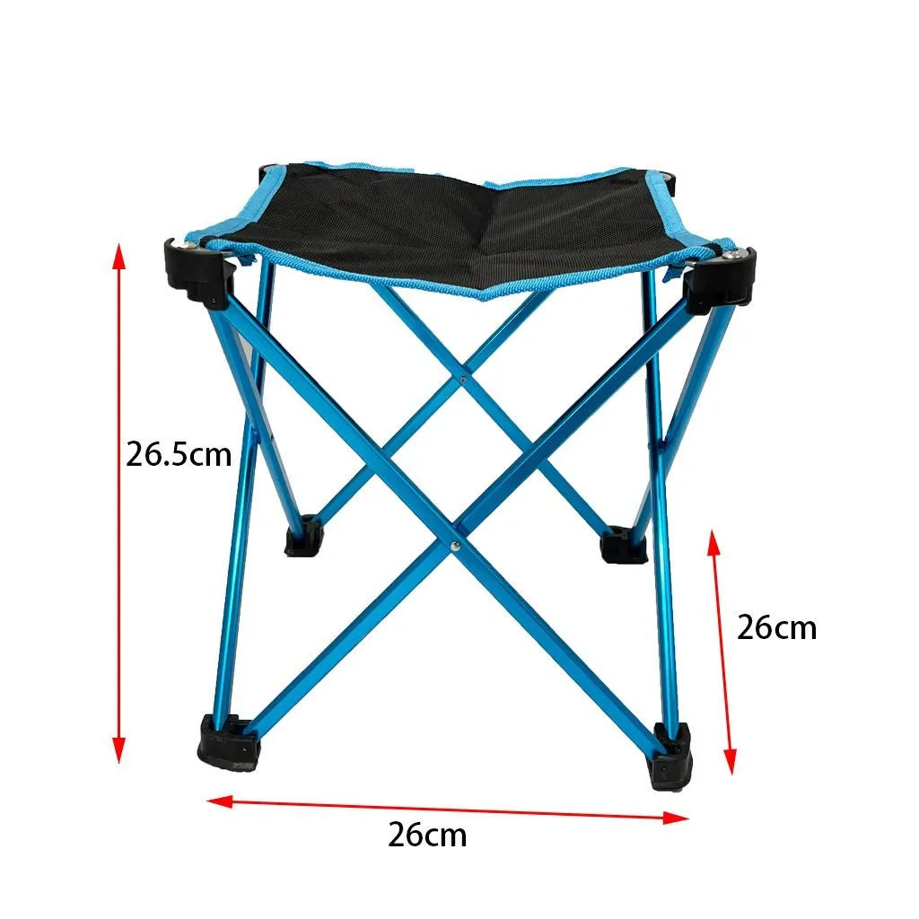 Mini Portable Outdoor Folding Stool Camping Fishing Picnic Chair Seat 80kg - Blue