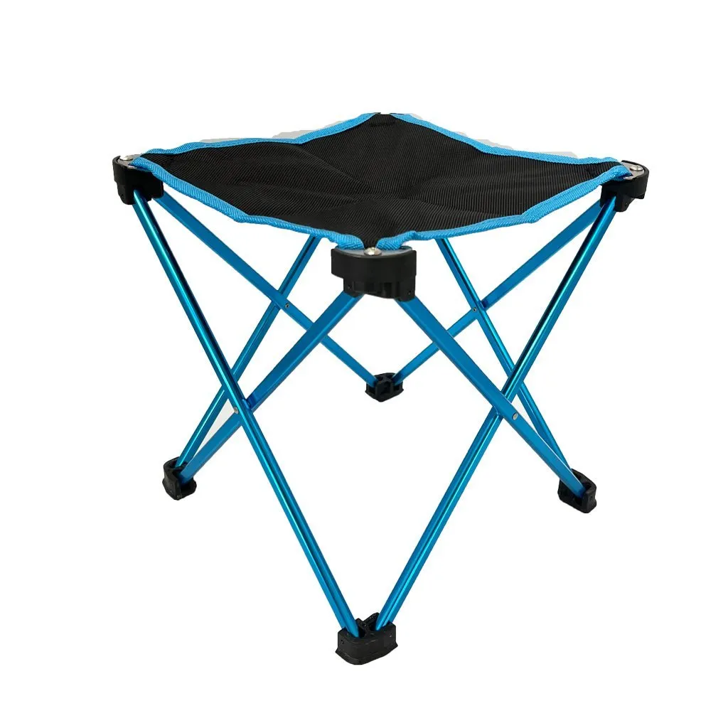 Mini Portable Outdoor Folding Stool Camping Fishing Picnic Chair Seat 80kg - Blue