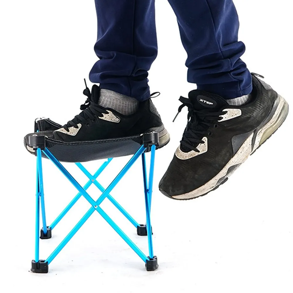 Mini Portable Outdoor Folding Stool Camping Fishing Picnic Chair Seat 80kg - Blue