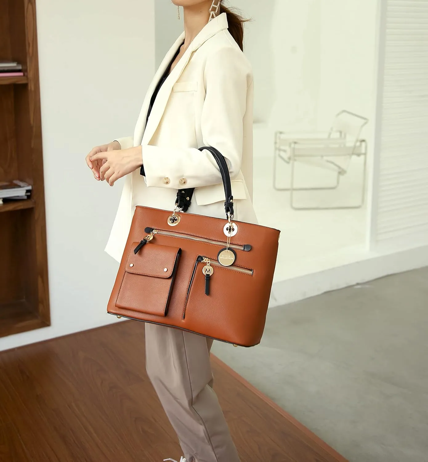 MKF Collection Satchel Bag for Womens Vegan Leather Crossbody Bag Handbag Top-Handle Purse by Mia K