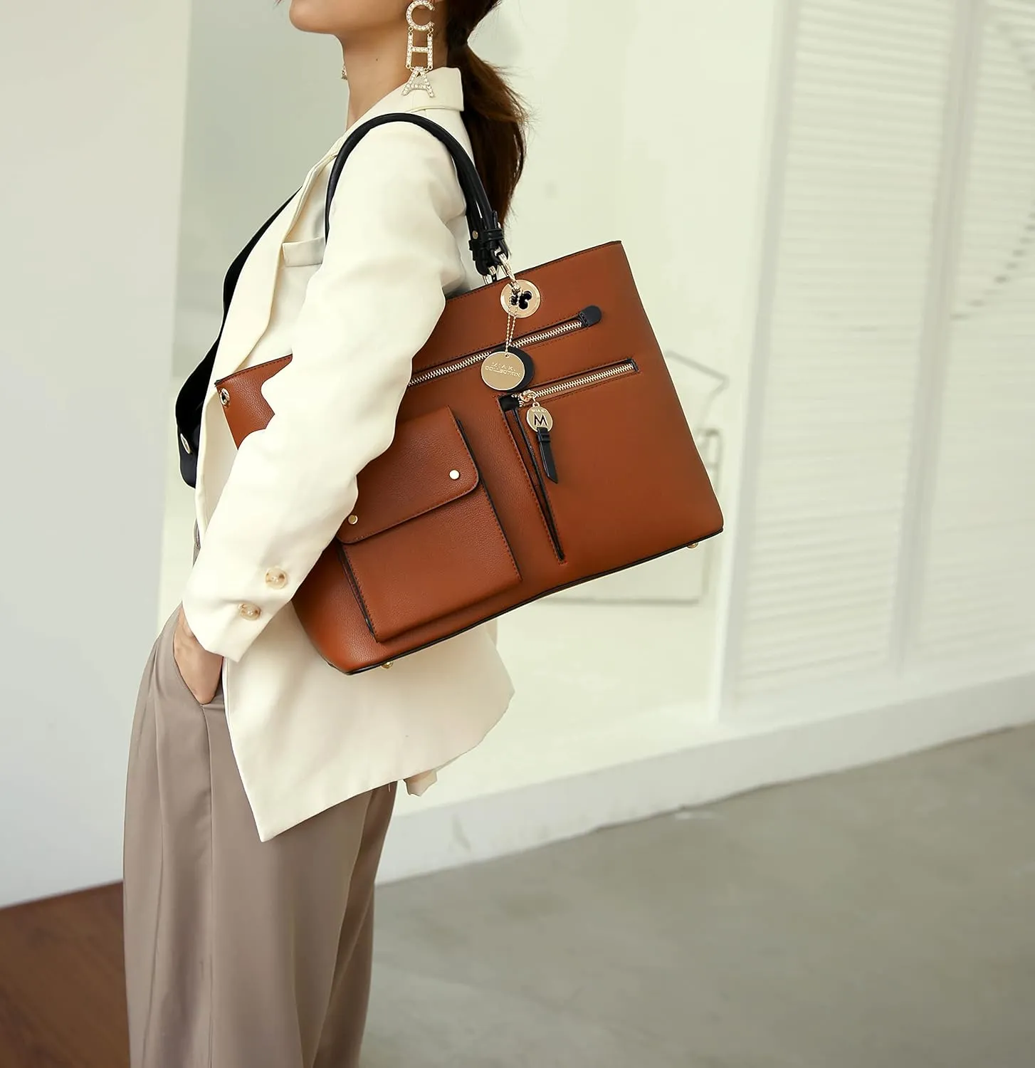 MKF Collection Satchel Bag for Womens Vegan Leather Crossbody Bag Handbag Top-Handle Purse by Mia K