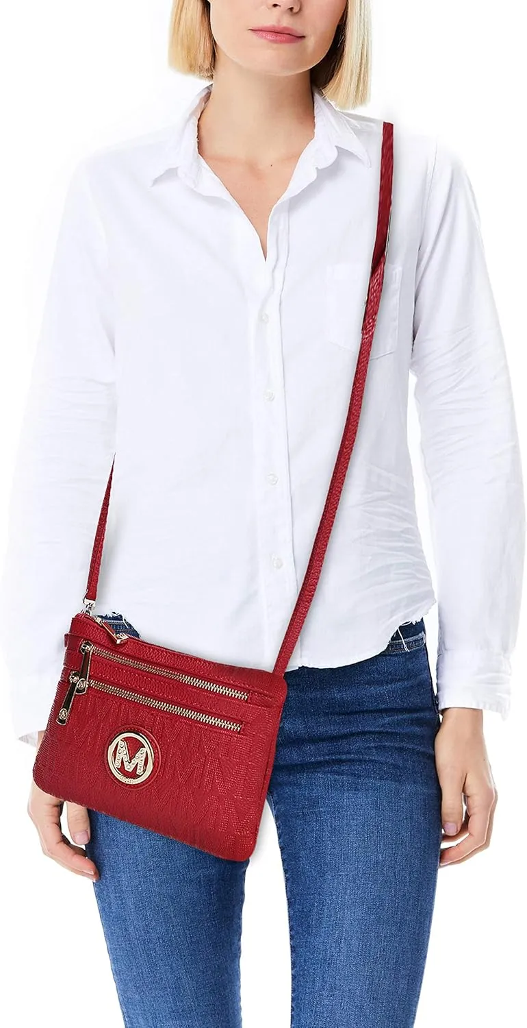MKF Crossbody Bag for Women, Wristlet Strap  PU Leather Shoulder Handbag  Small Pocketbook Messenger Purse Black