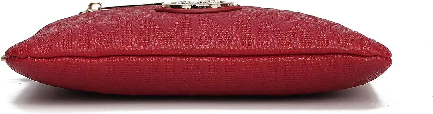 MKF Crossbody Bag for Women, Wristlet Strap  PU Leather Shoulder Handbag  Small Pocketbook Messenger Purse Black