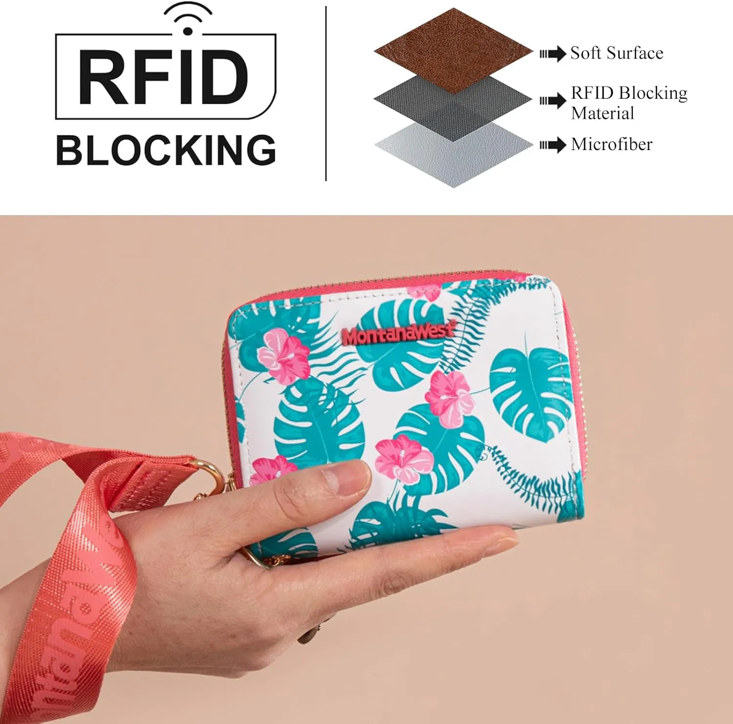 Montana West Small Floral Wallet for Women Female Ladies with a Detachable Wristlet Women's Wallet with Rfid Blocking Lining Minimalist Lightweight & Easy to Carry