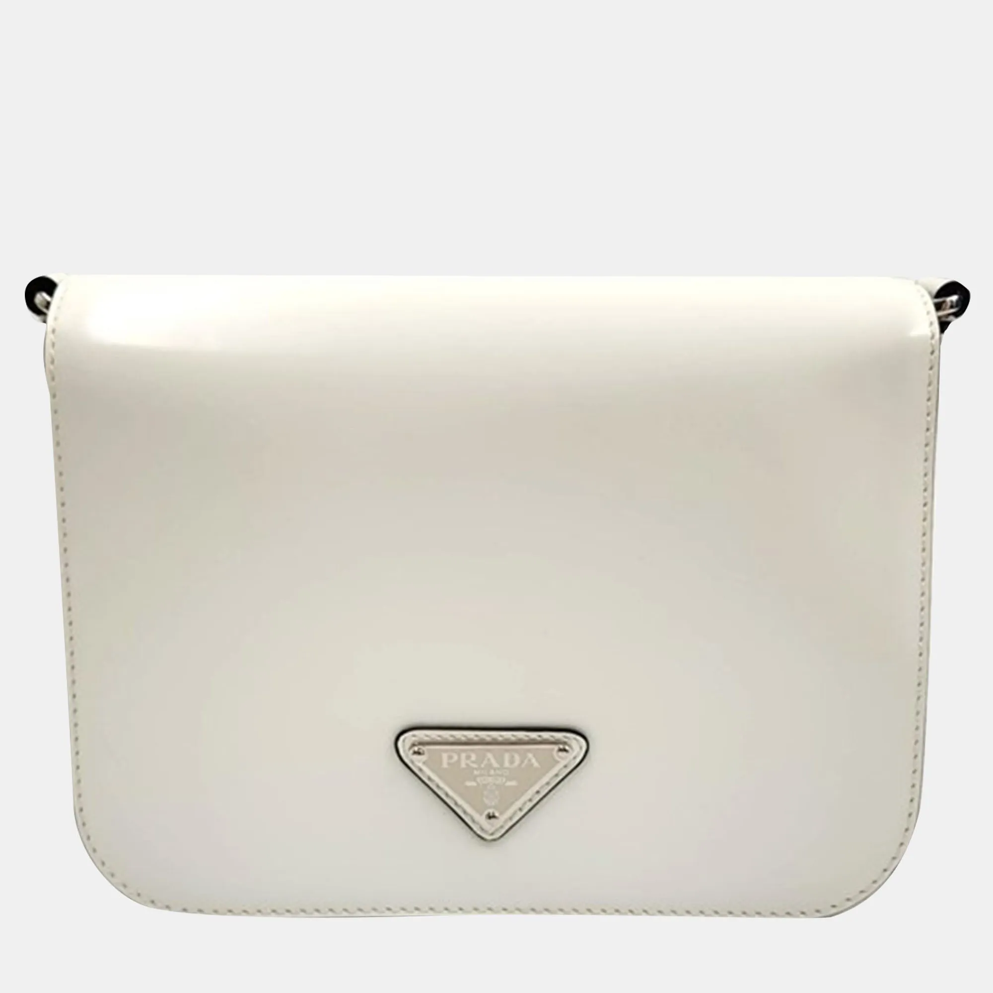 Off White Leather Flap Shoulder Bag