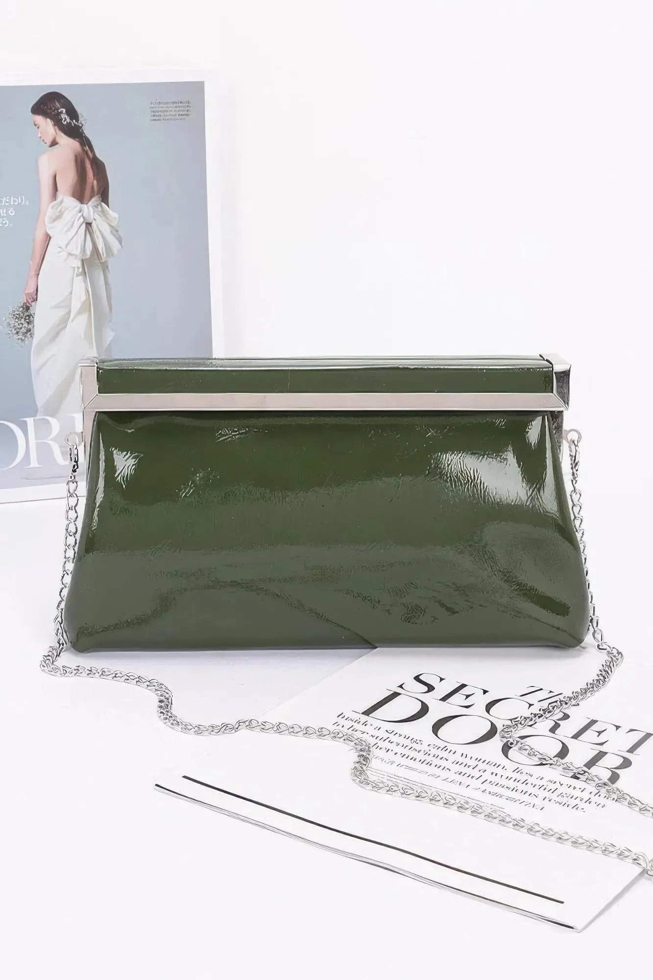 Patent Leather Frame Clutch Bag