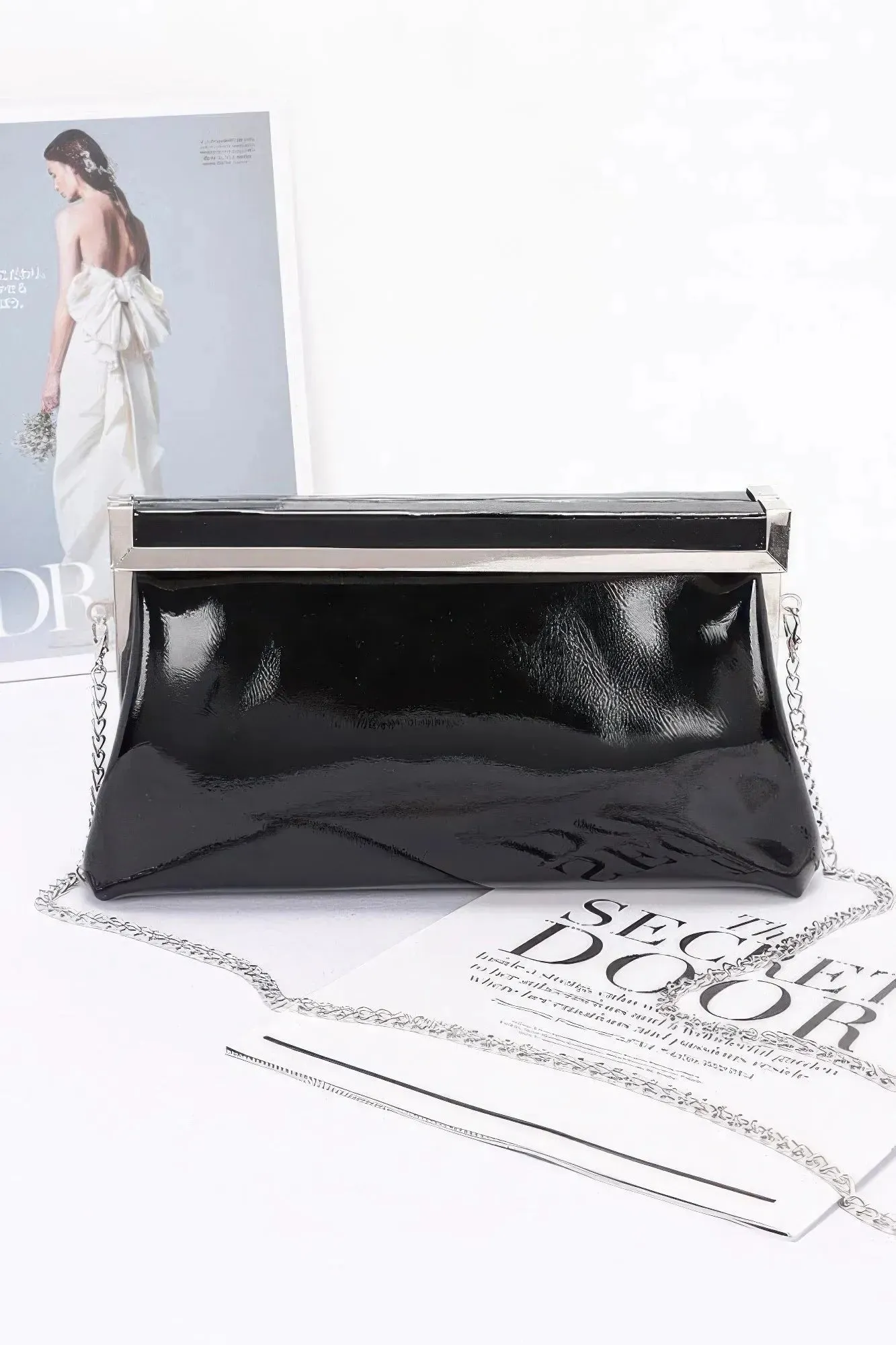 Patent Leather Frame Clutch Bag