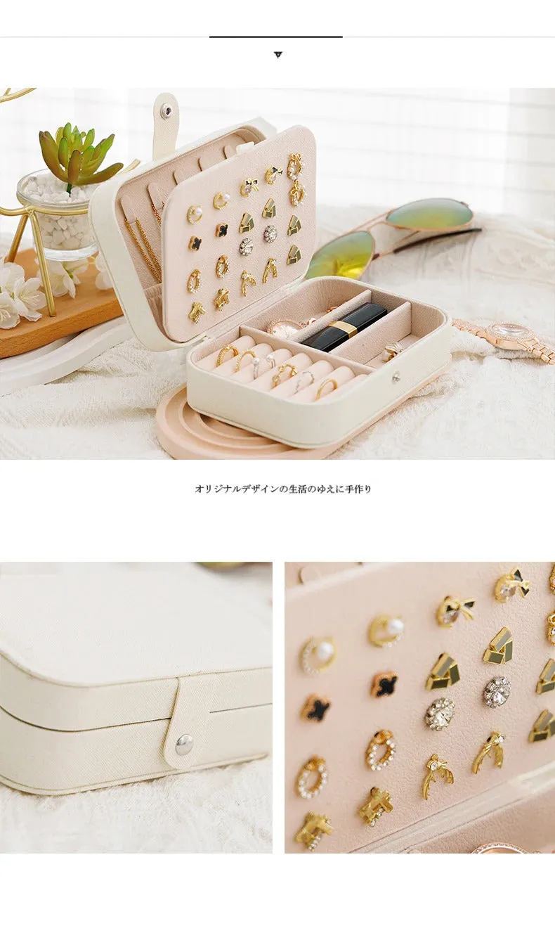 Portable Jewelry Storage Box Travel Organizer Jewelry Case Leather Storage Earrings Necklace Ring Jewelry Organizer Display
