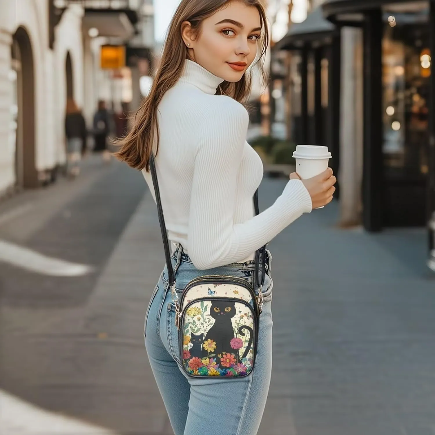 PU Leather Crossbody Bags for Women Ladies Lightweight Cross Body Shoulder Purses Handbag with Muti Zipper Pockets