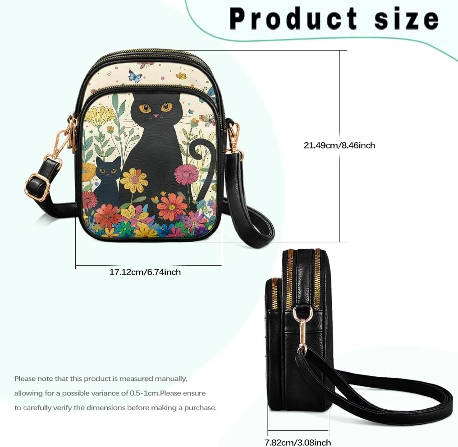 PU Leather Crossbody Bags for Women Ladies Lightweight Cross Body Shoulder Purses Handbag with Muti Zipper Pockets