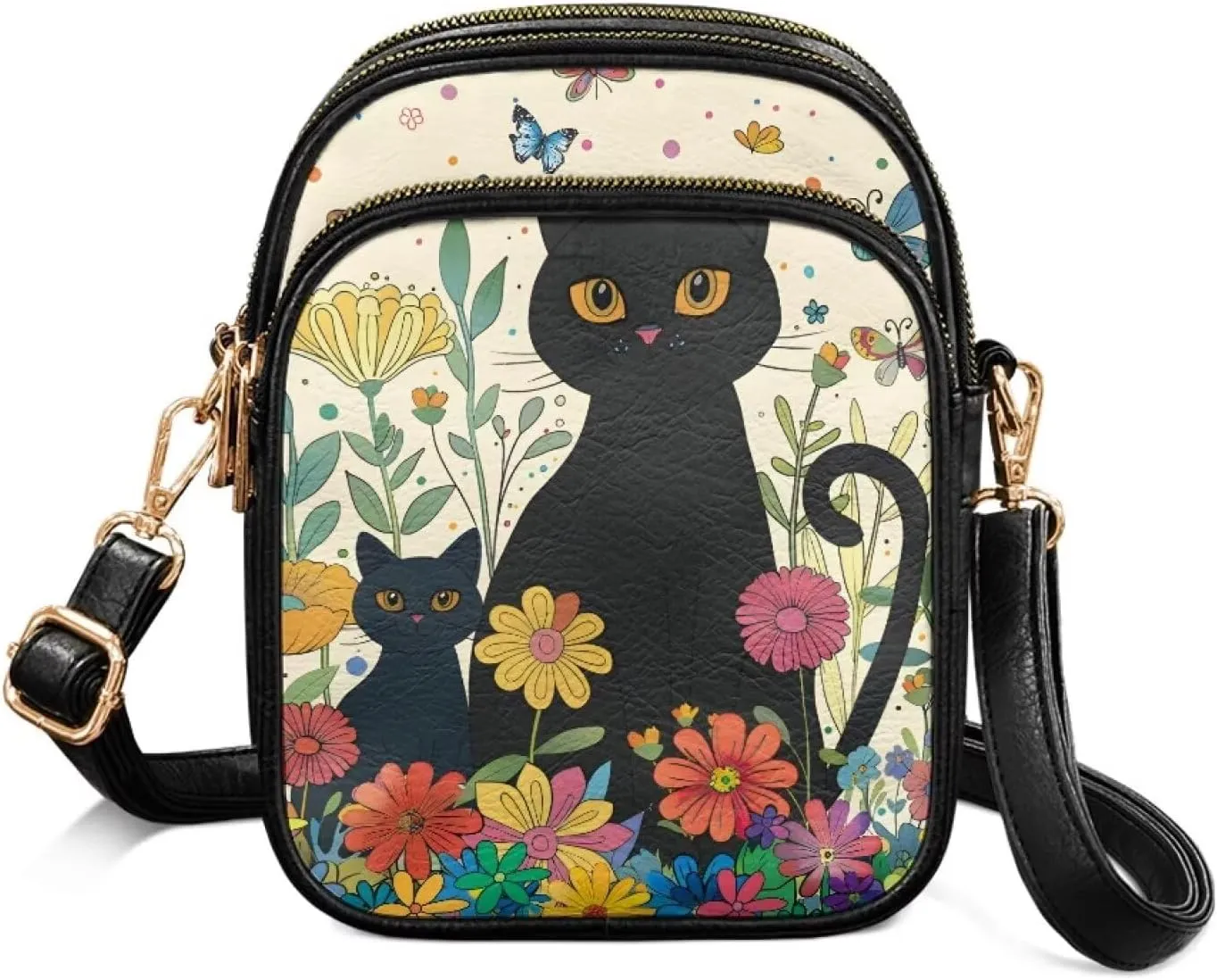 PU Leather Crossbody Bags for Women Ladies Lightweight Cross Body Shoulder Purses Handbag with Muti Zipper Pockets