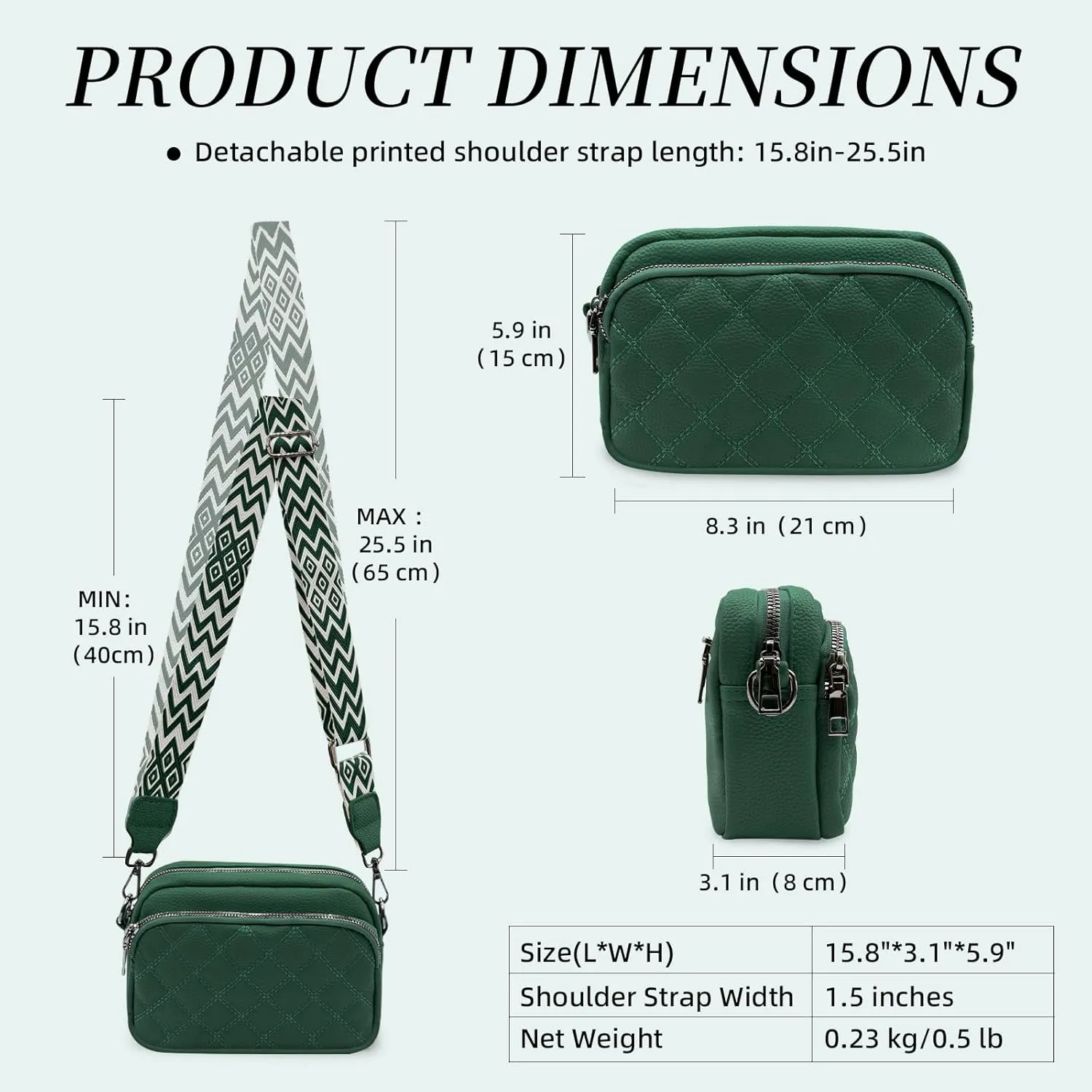 Quilted Purses for Women Crossbody Purse Small Crossbody Bag Leather Shoulder Handbags Wide Guitar Strap Purse