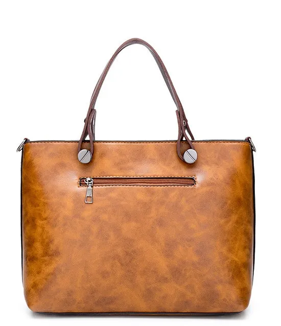Retro Chic PU Shoulder Tote - Large Zipper Bag by The Nevermore