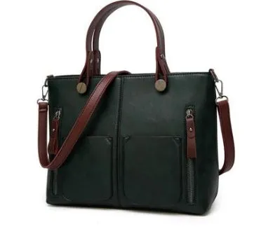 Retro Chic PU Shoulder Tote - Large Zipper Bag by The Nevermore