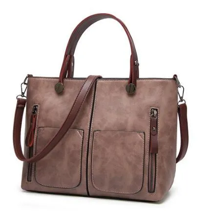 Retro Chic PU Shoulder Tote - Large Zipper Bag by The Nevermore