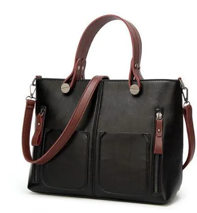 Retro Chic PU Shoulder Tote - Large Zipper Bag by The Nevermore