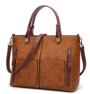 Retro Chic PU Shoulder Tote - Large Zipper Bag by The Nevermore