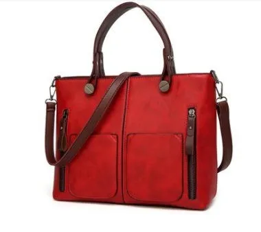 Retro Chic PU Shoulder Tote - Large Zipper Bag by The Nevermore