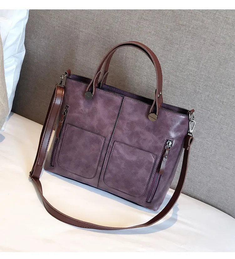 Retro Chic PU Shoulder Tote - Large Zipper Bag by The Nevermore