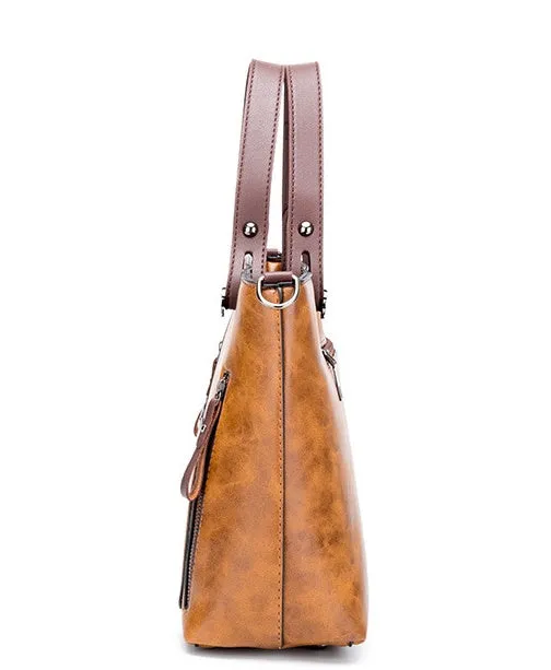 Retro Chic PU Shoulder Tote - Large Zipper Bag by The Nevermore