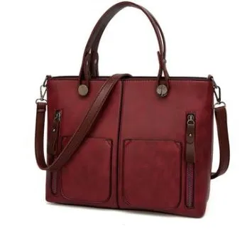 Retro Chic PU Shoulder Tote - Large Zipper Bag by The Nevermore