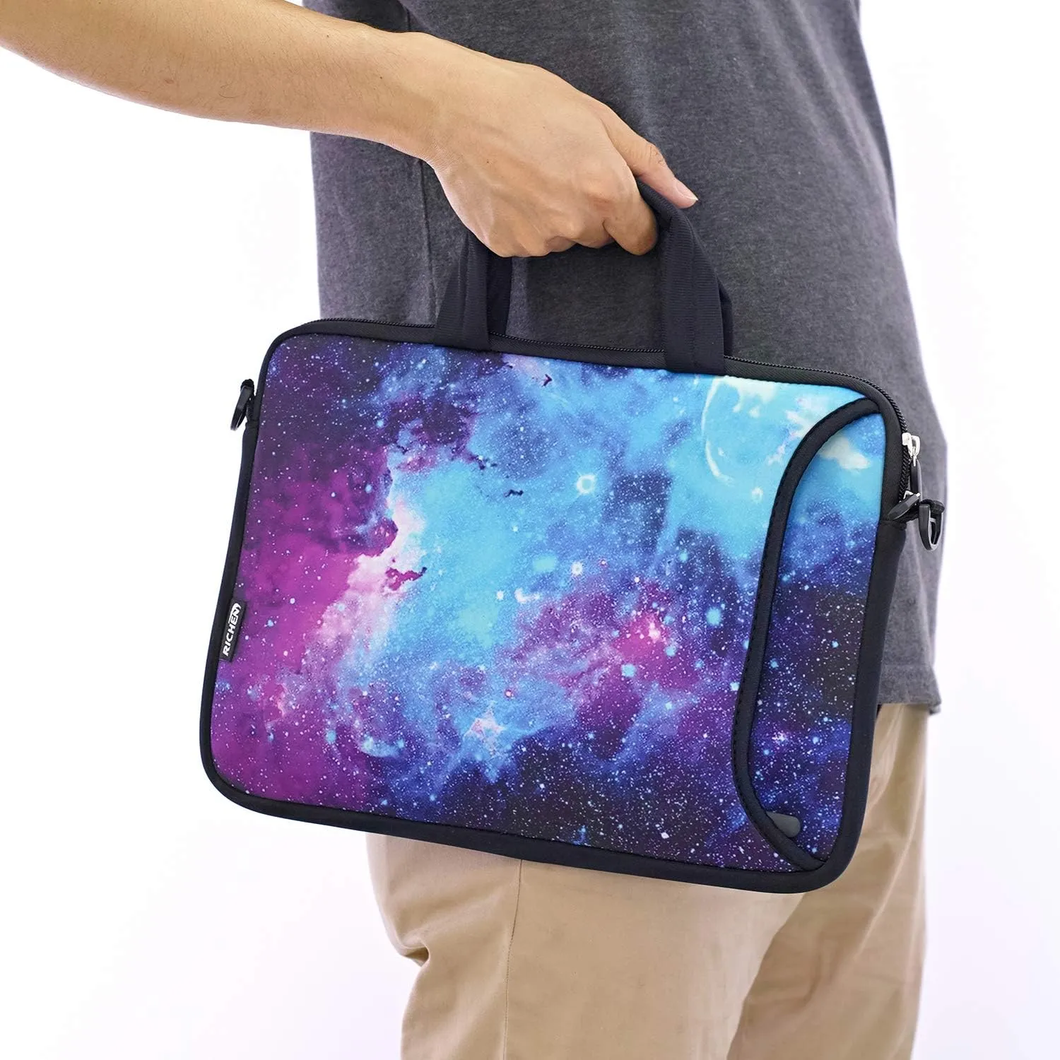 RICHEN 11 11.6 12 12.5 13 inches Case Laptop/Chromebook/Ultrabook/PC Messenger Bag Tablet Travel Case Neoprene Handle Sleeve with Shoulder (11-13.3 inch, Galaxy)