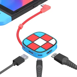 Right Angle Switch Dock with Organizer Design for Nintendo Switch Dock Switch TV Dock, Switch Charging Dock with 4K HDMI Output/USB 3.0/ PD 100W Charging Port for MacBook Pro/Air etc Devices