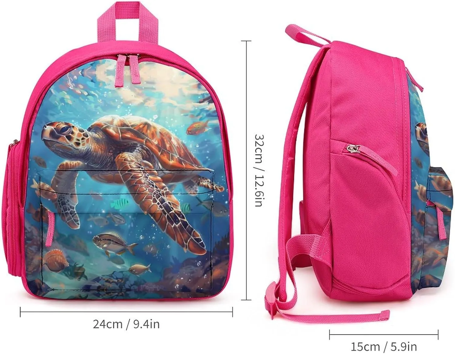 Sea Turtle Cute Backpack Daily Casual Daypack Travel Mini Bag with Adjustable Strap Pink-style-41