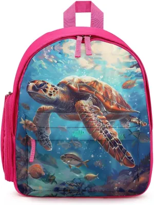 Sea Turtle Cute Backpack Daily Casual Daypack Travel Mini Bag with Adjustable Strap Pink-style-41