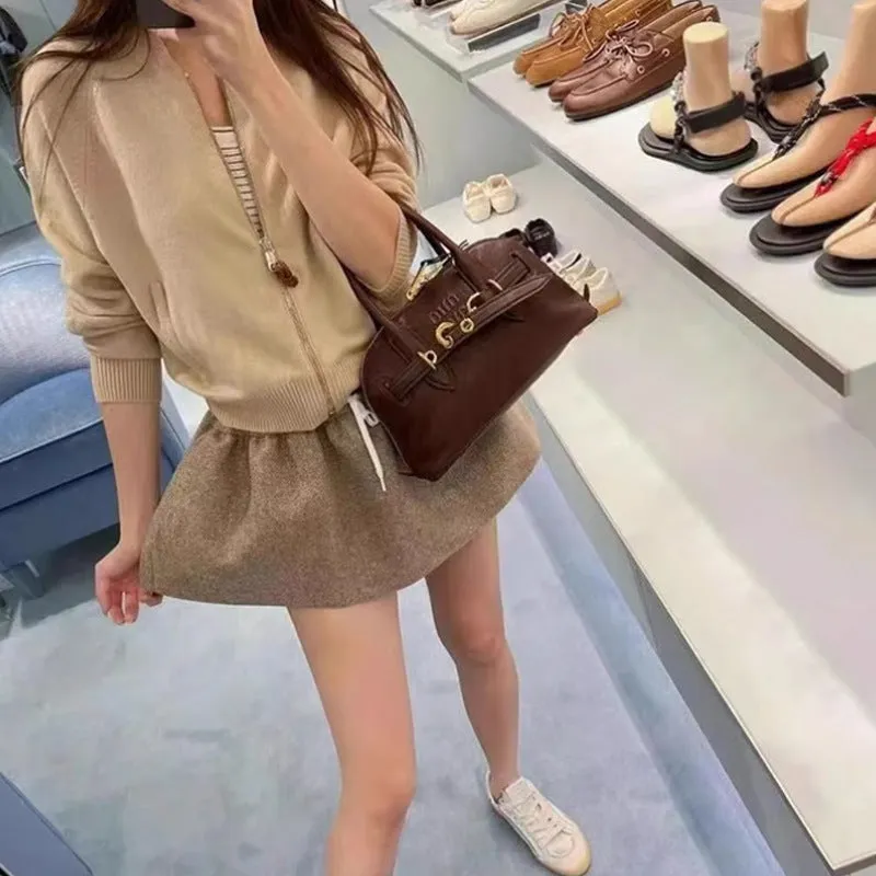 SEALBEER Aventure Italian shell bag women popular new miu retro tote bag leather portable messenger bag women