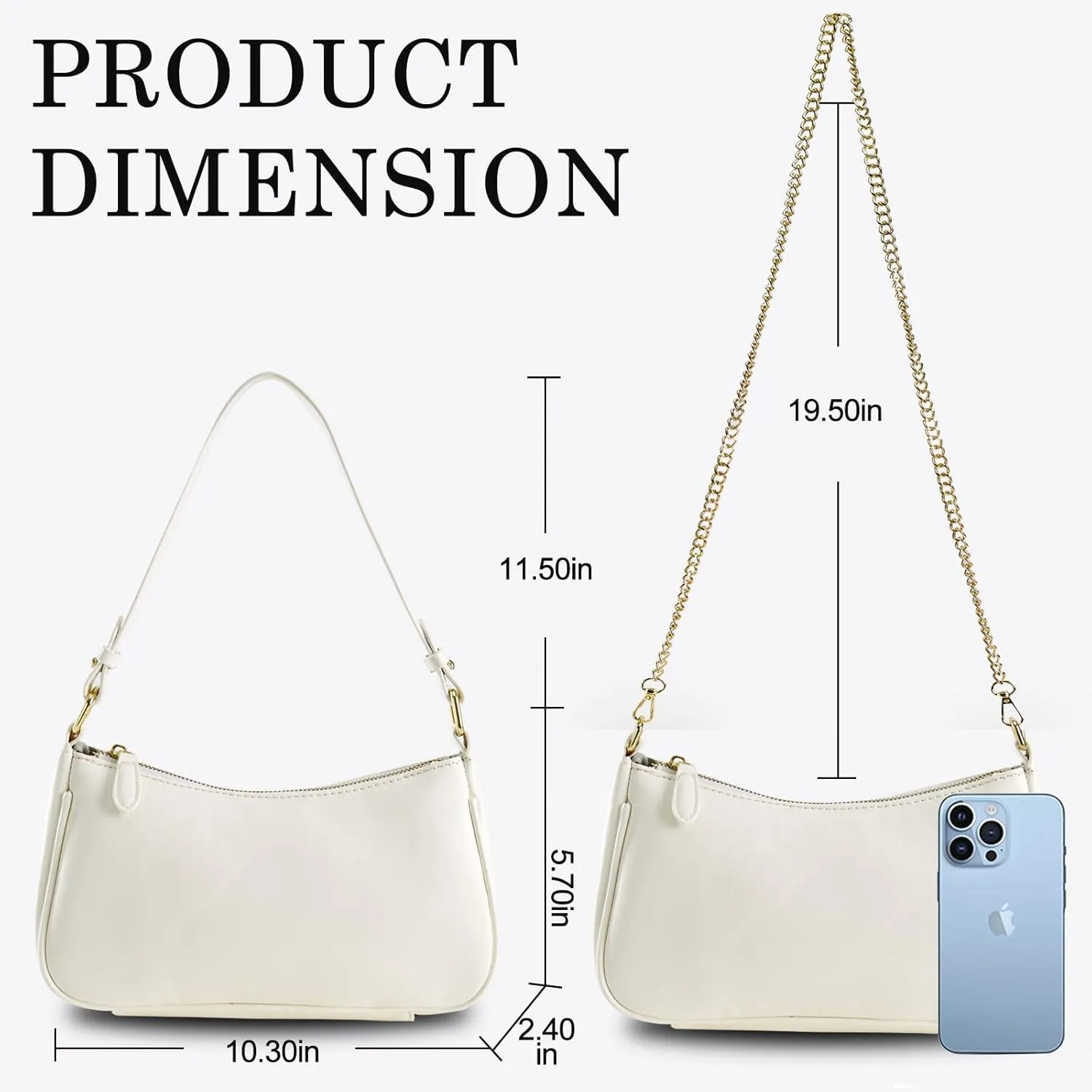 Shoulder Bags for Women Leather Hobo Sling Tote Handbag Retro Clutch Purse with 2 Removable Straps and Zipper Closure
