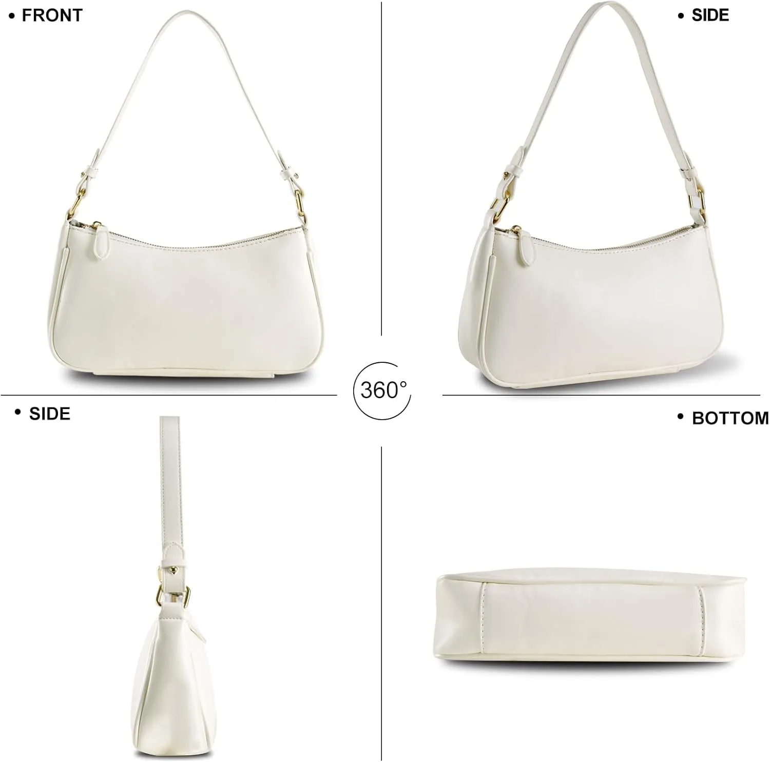 Shoulder Bags for Women Leather Hobo Sling Tote Handbag Retro Clutch Purse with 2 Removable Straps and Zipper Closure