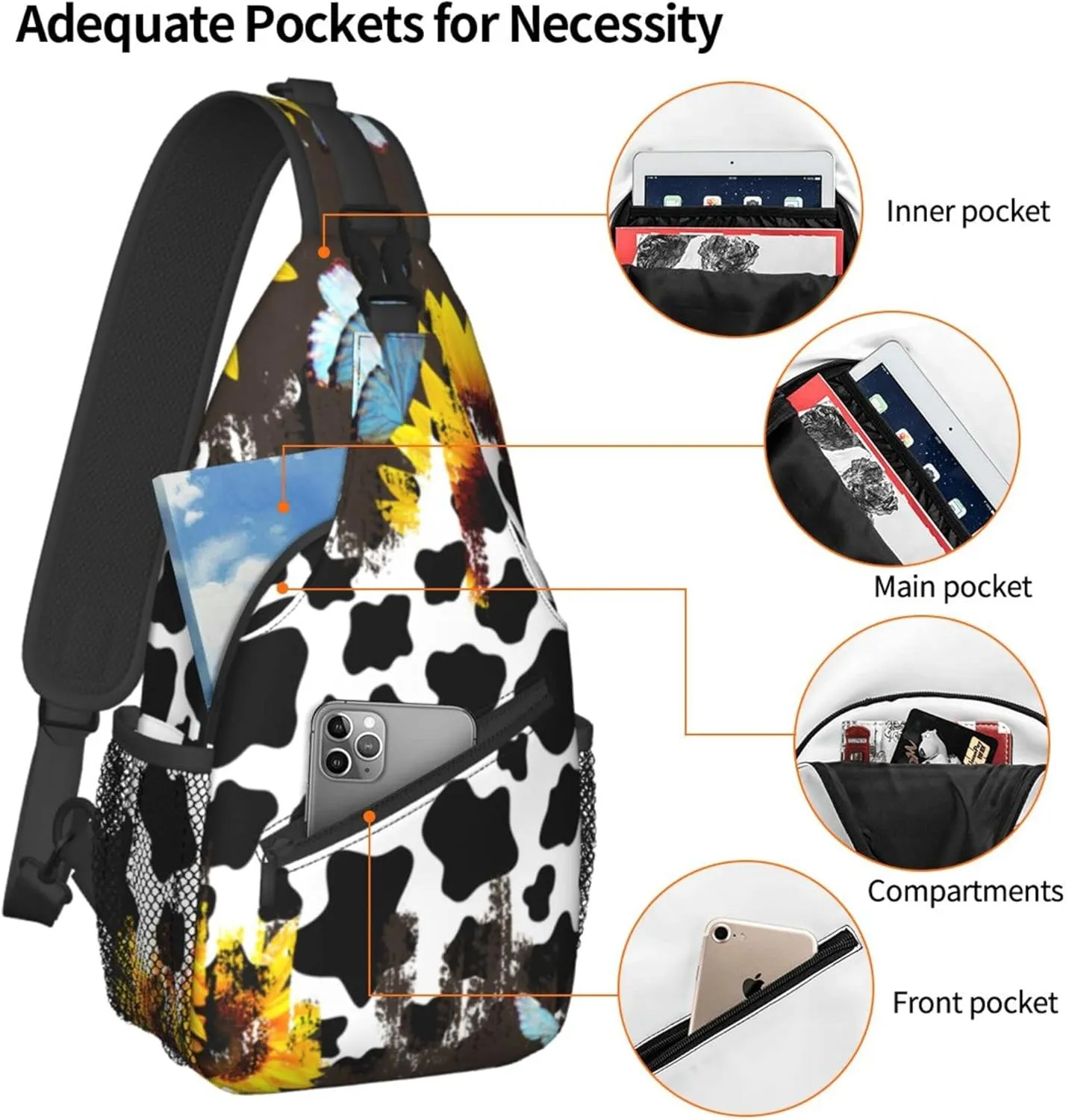 Sling Daypacks,adjustable Rope Crossbody One Shoulder Bag Travel Hiking Cycling for Men Women Gift