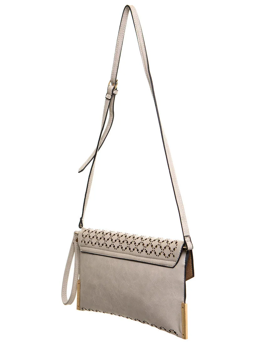 The Ana Laser Cut Messenger - Beige