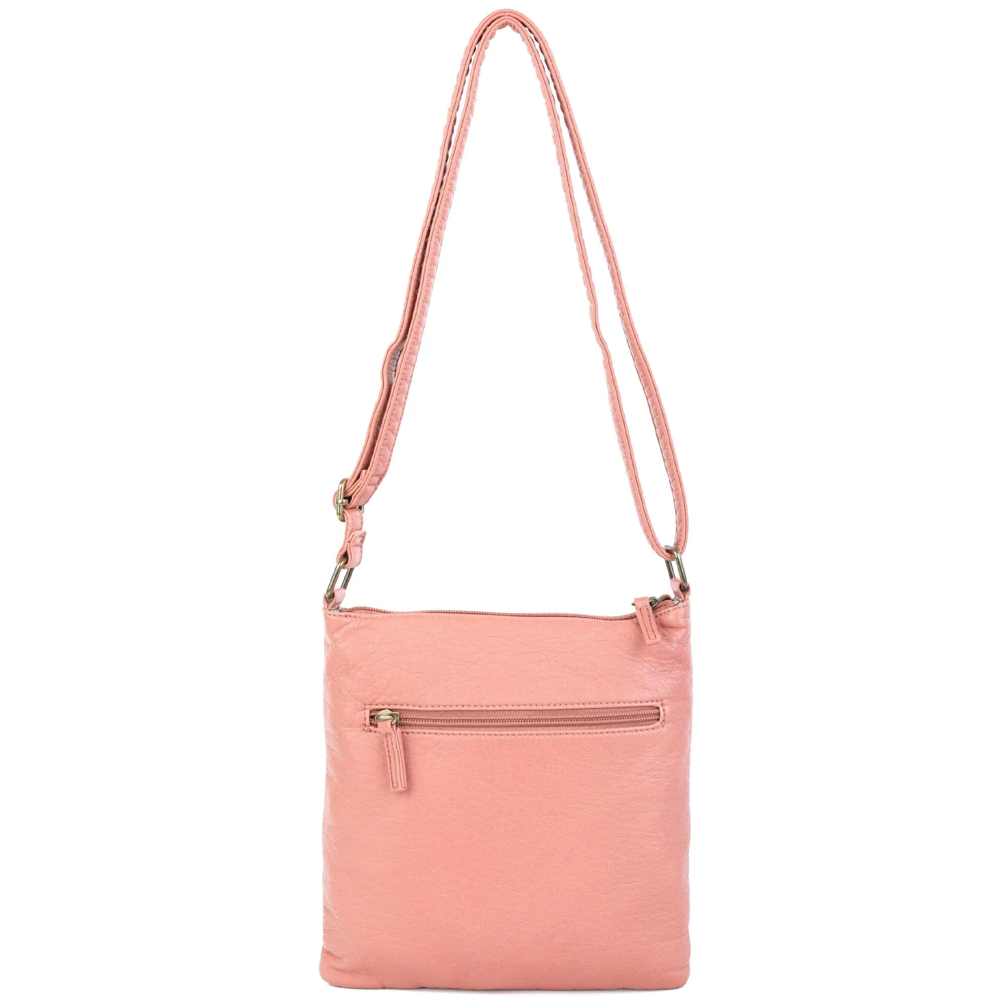 The Camile Three Zip Crossbody - Peach