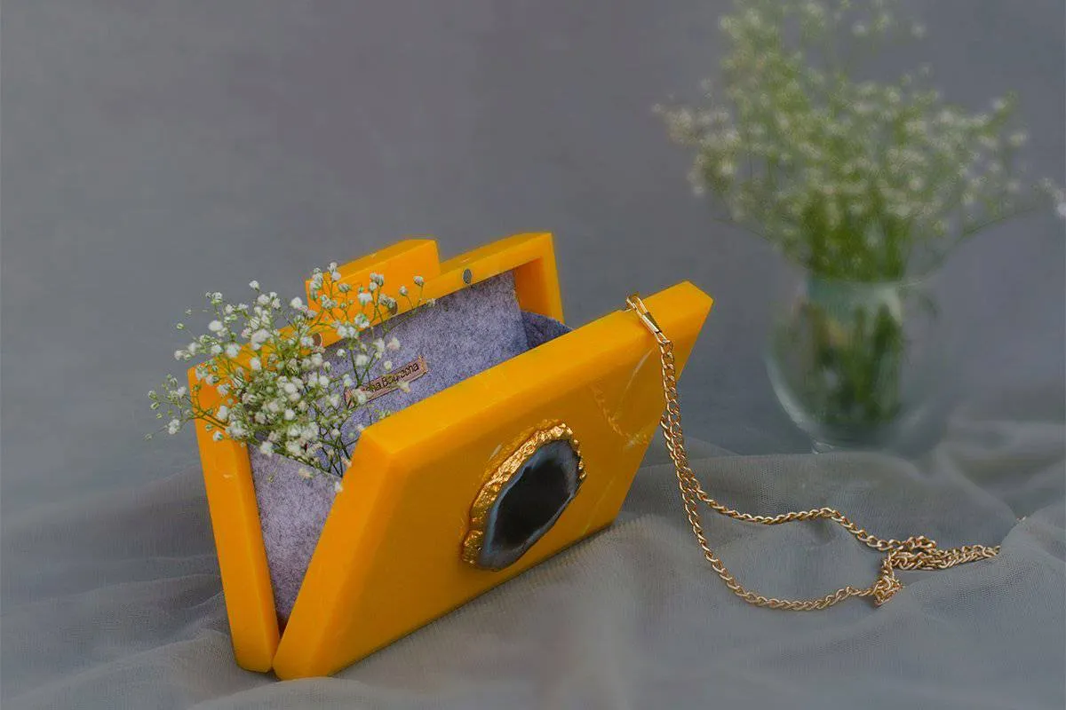 The  Yellow Baroque Rectangular Clutch