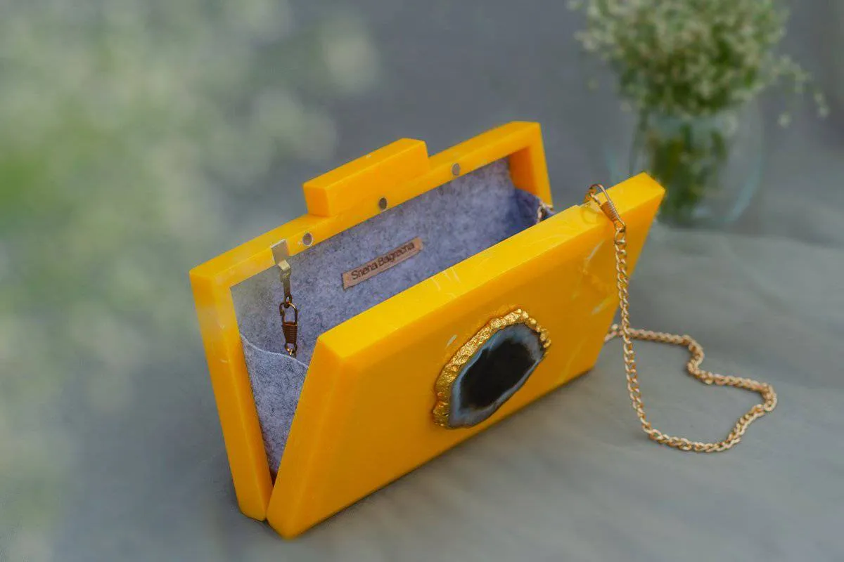 The  Yellow Baroque Rectangular Clutch