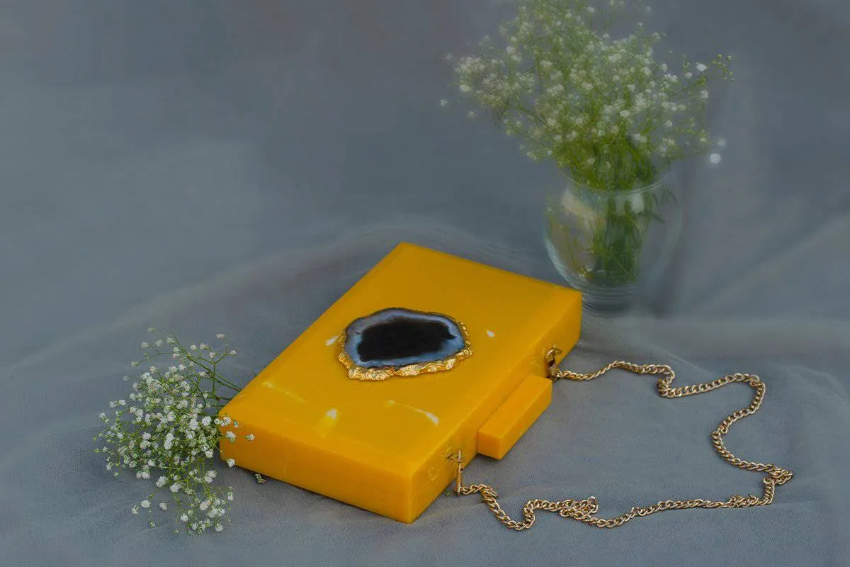 The  Yellow Baroque Rectangular Clutch