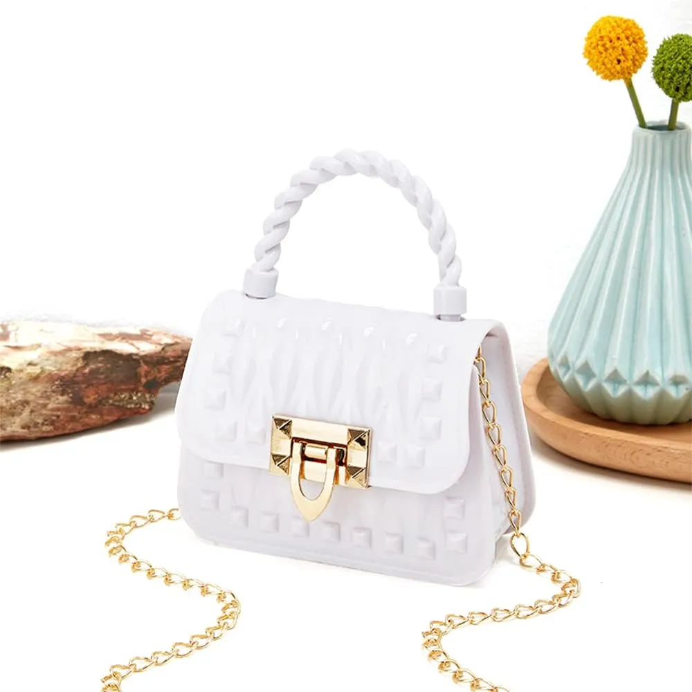 Toddler Handbags Cross Body Bag Shoulder Bag Wallet Princess Purse Sunglass for Girls Kids (White)