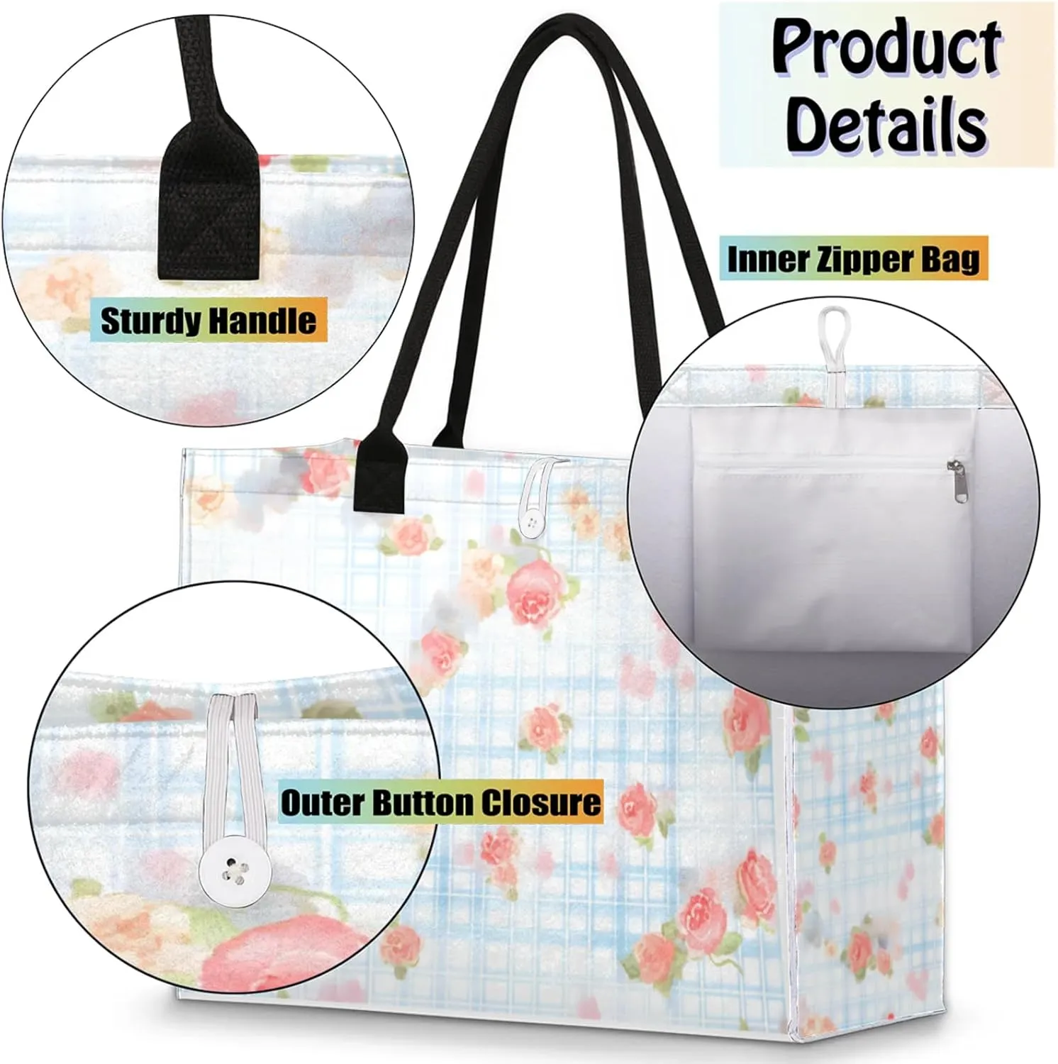 Tote Bag for Women Reusable Canvas Shoulder Bag