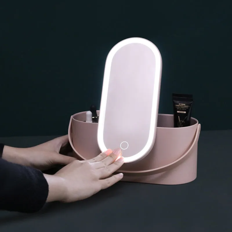 Travel Makeup Organizer Box with LED Light