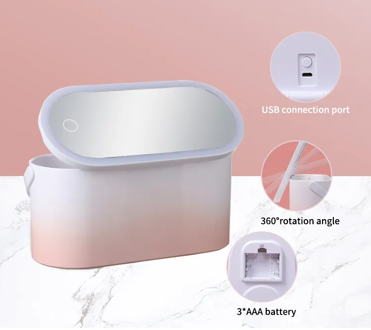Travel Makeup Organizer Box with LED Light