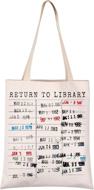 VAMSII Librarian Gift Library Due Date Tote Bag Reading Bookish Gift Return To Library Reusable