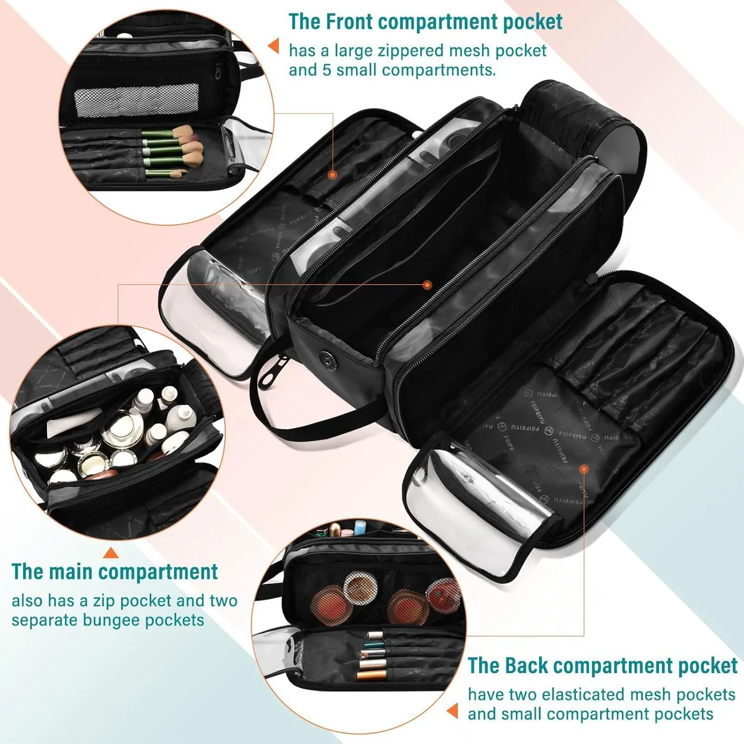 Video Game Joystick Gamepad in Grey Isolated on Black Women's Portable Makeup Bag with Handle, Cosmetic Bag, Travel Cosmetic Bag Durable Toiletry Storage Organizer 11 x 7 x 5.7 inch