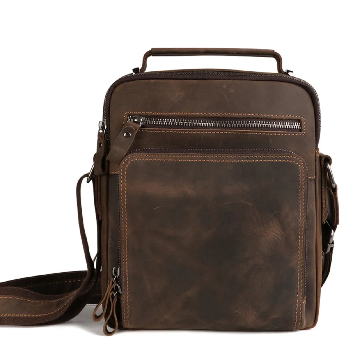 Vintage Genuine Leather Small Messenger Bag for Men