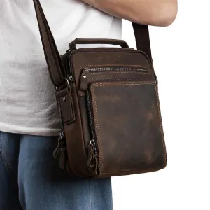 Vintage Genuine Leather Small Messenger Bag for Men